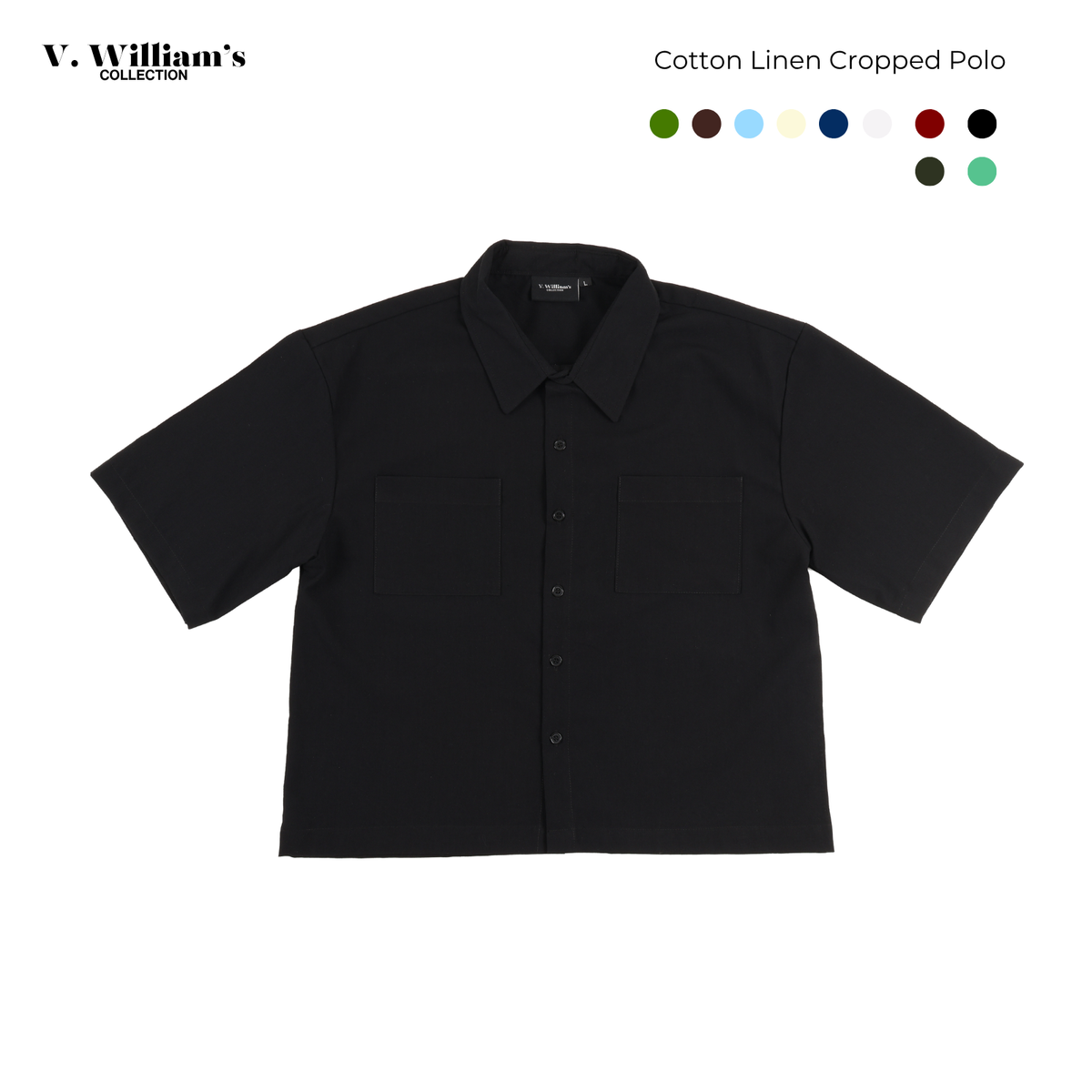 V. William's Linen Boxy Cropped Polo