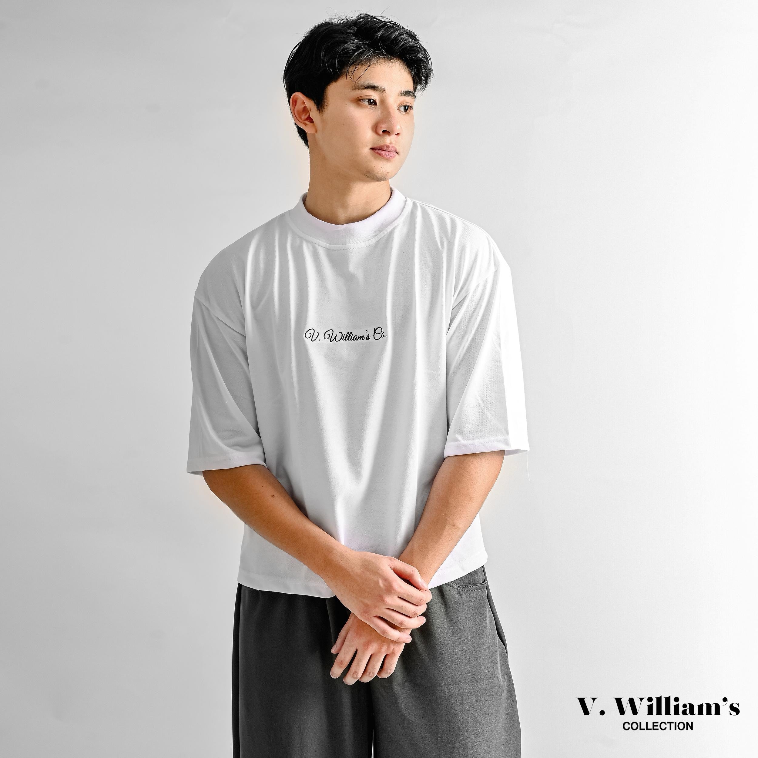 V. William's Premium Embroidered Boxy Cropped T-Shirt