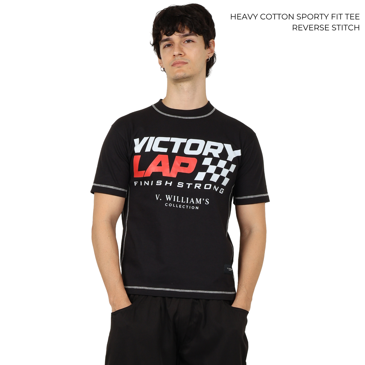 V. William's Heavy Cotton Racing Tees Sporty Fit Reverse Stitch