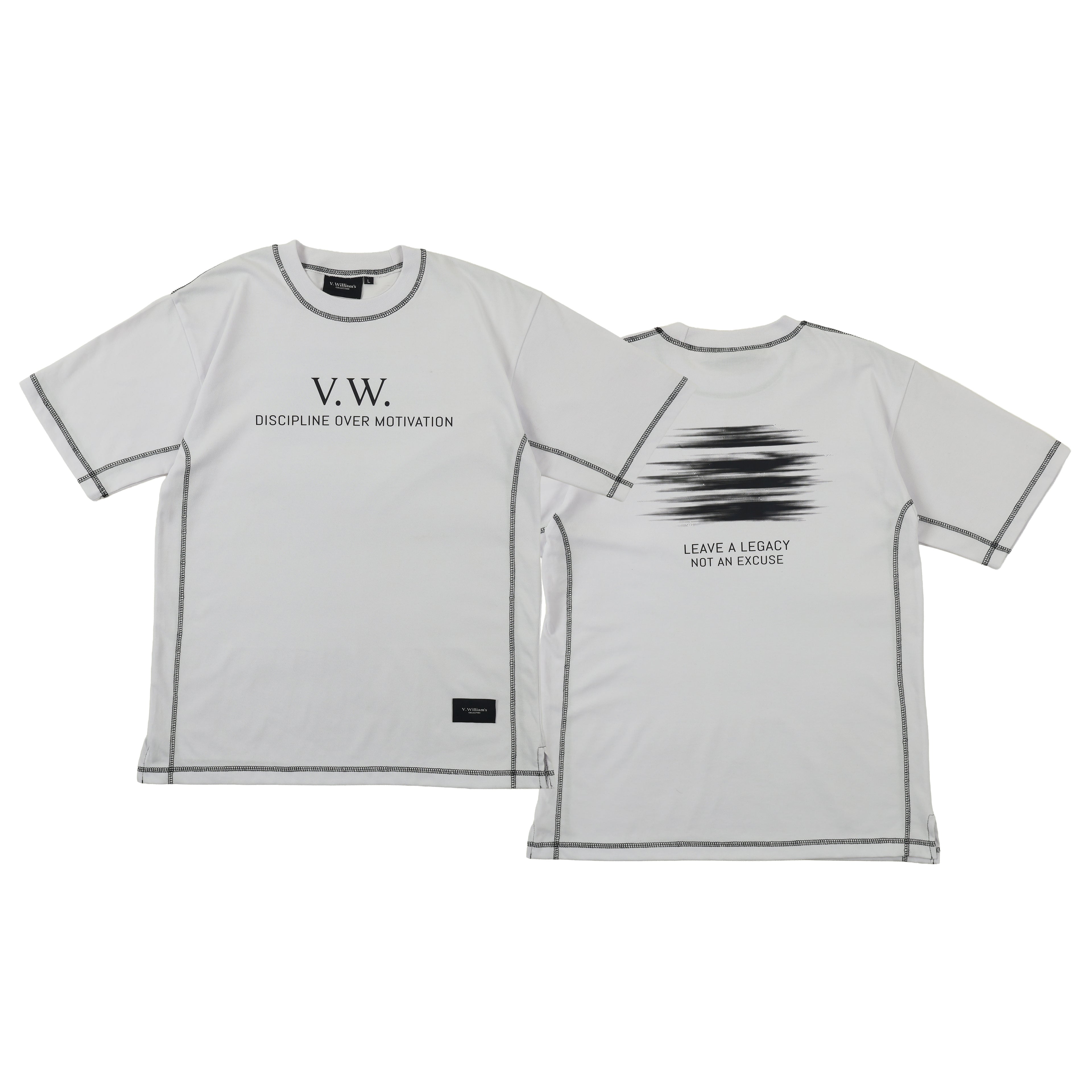 V. William's Heavy Cotton Oversized T-Shirt Reverse Stitch Graphic Front & Back Design