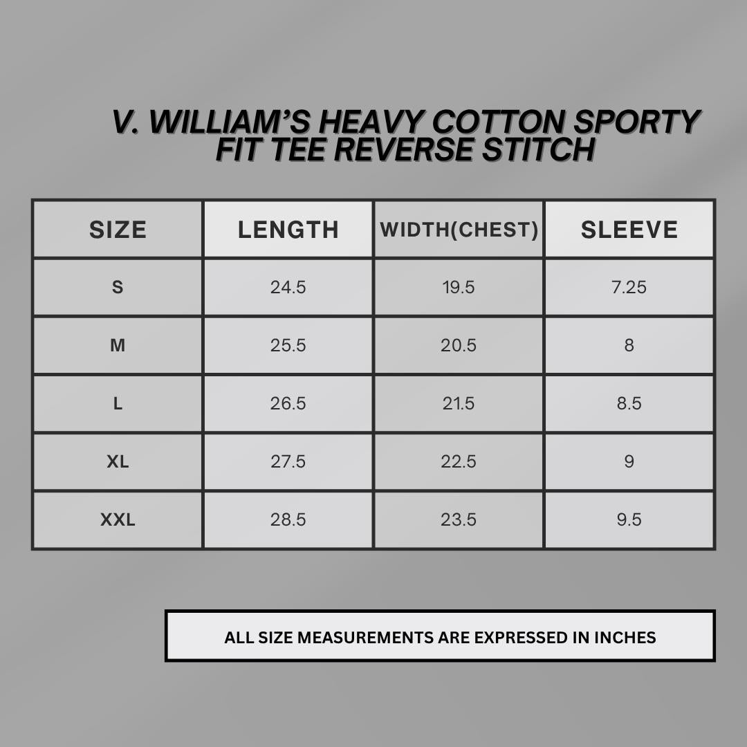 V. William's Heavy Cotton Racing Tees Sporty Fit Reverse Stitch