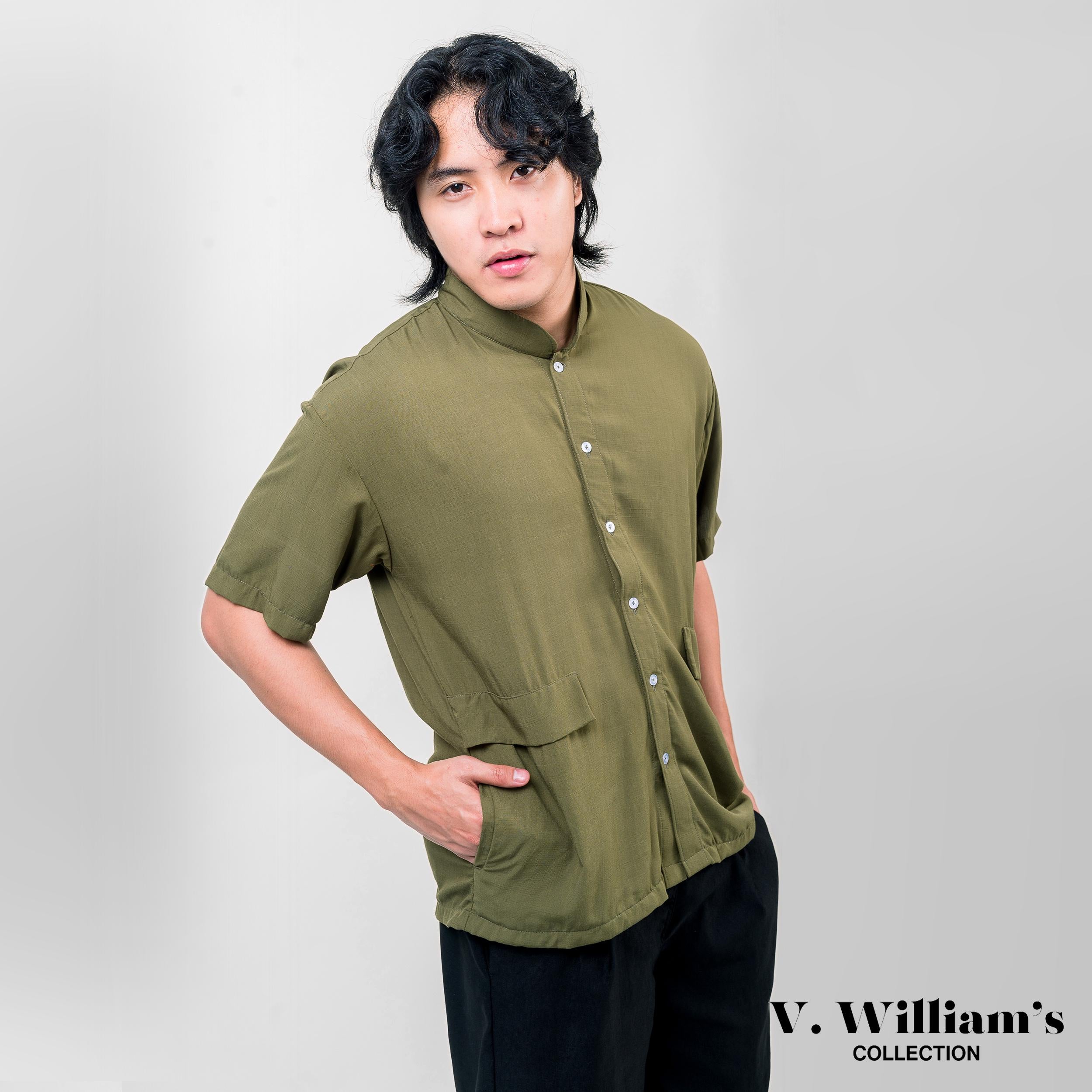 V. William's Mandarine Polo Chinese Collar Button Down