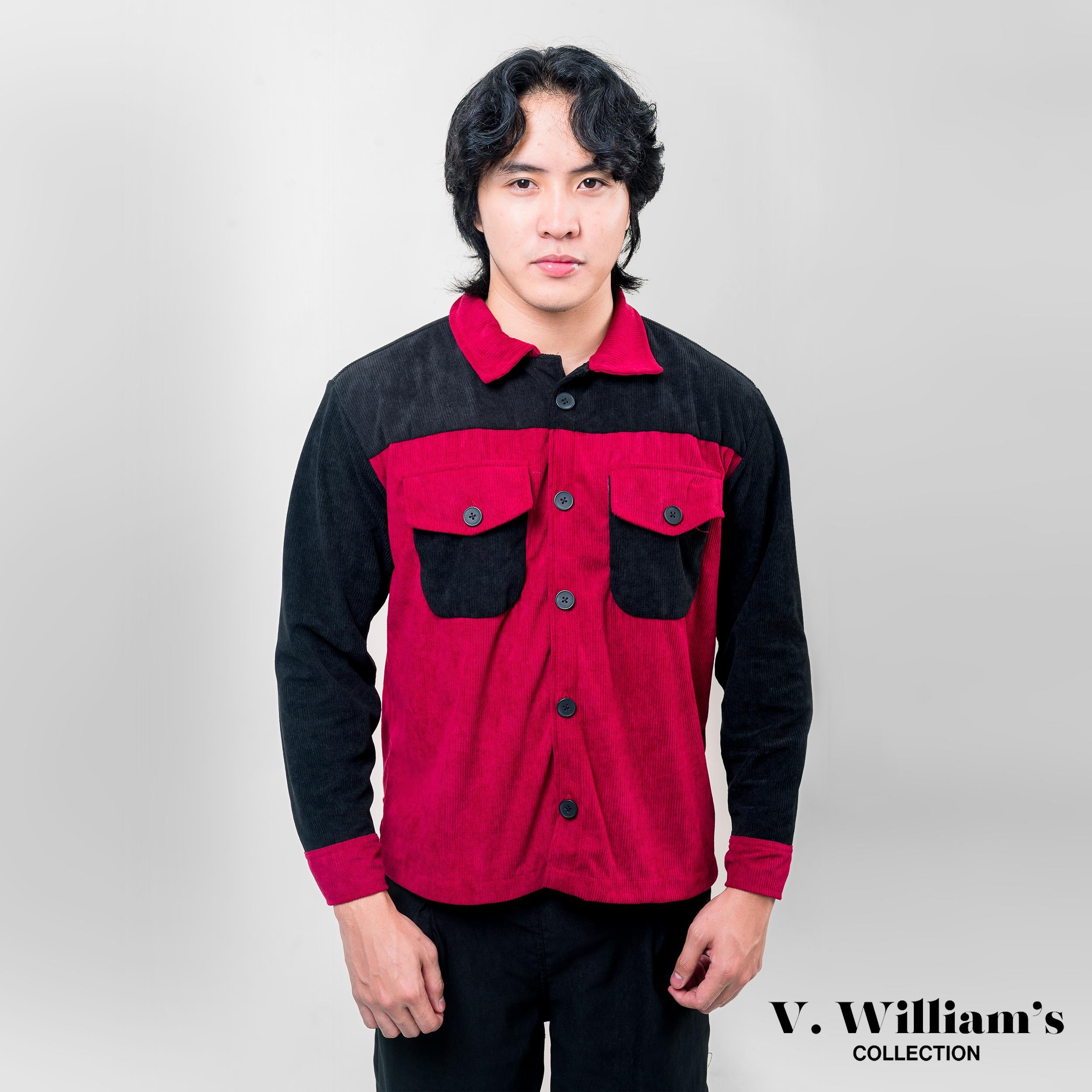 V. William's Curduroy Two-Tone Jacket Long Sleeves