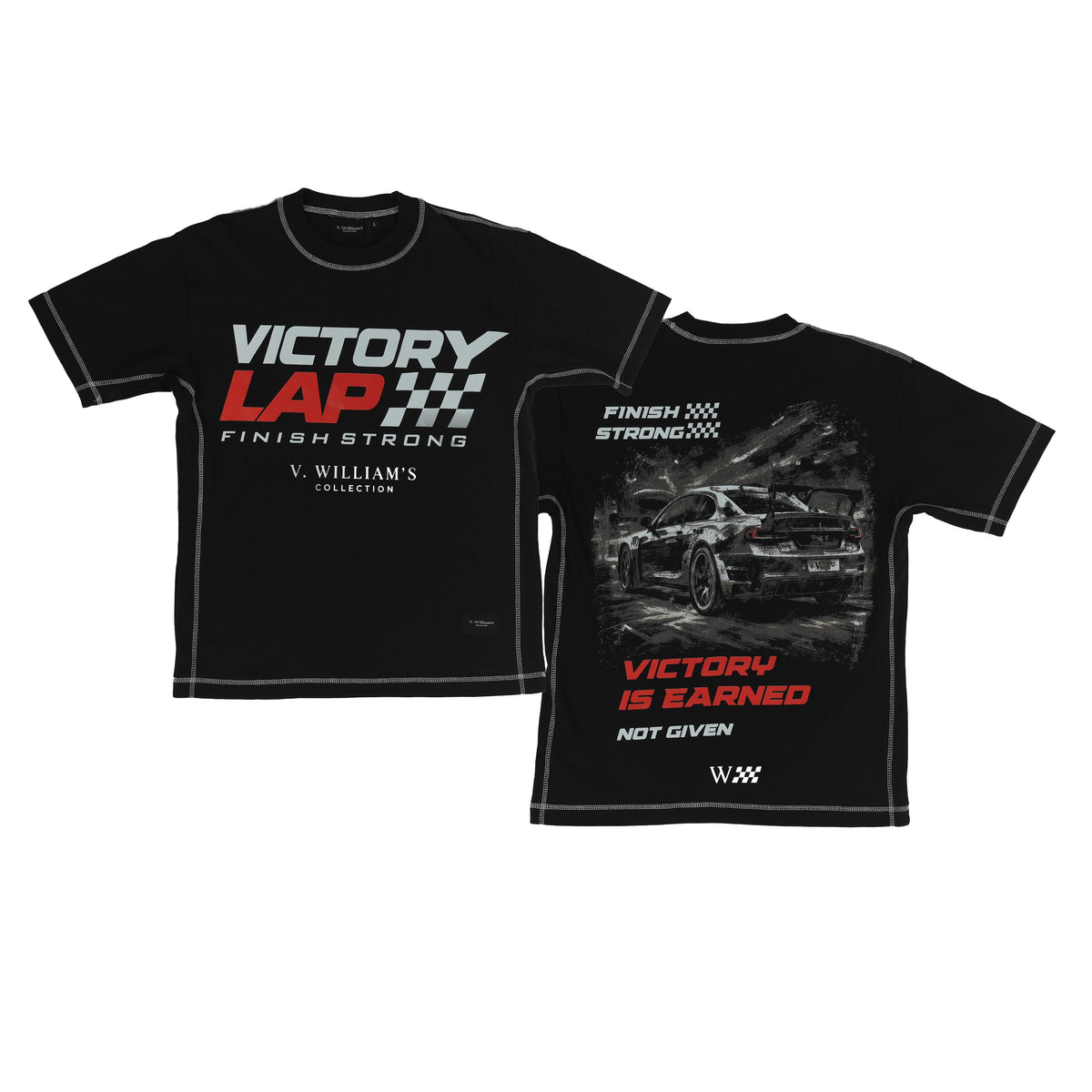 V. William's Heavy Cotton Racing Tees Sporty Fit Reverse Stitch