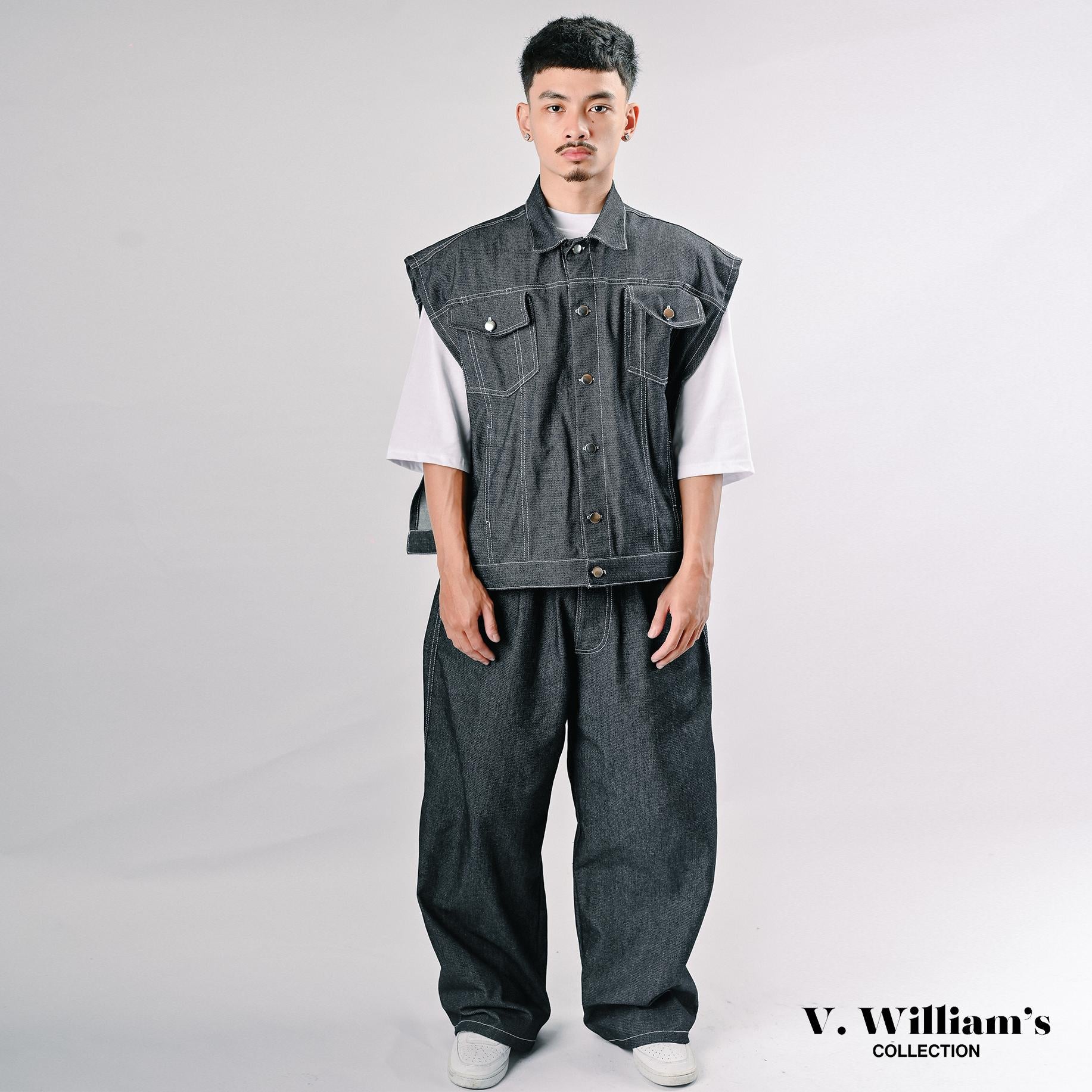 V. William's Raw Denim Cropped Vest