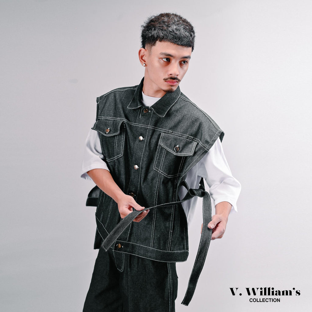 V. William's Raw Denim Cropped Vest