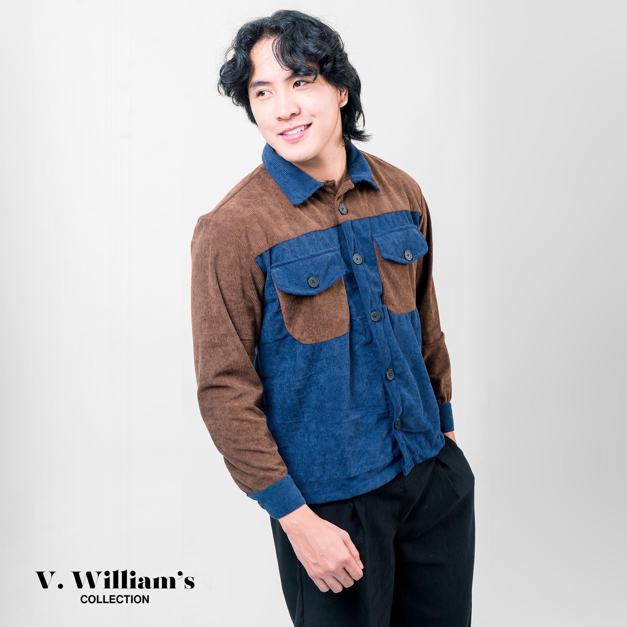 V. William's Curduroy Two-Tone Jacket Long Sleeves