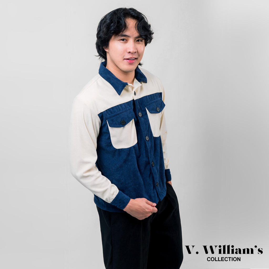 V. William's Curduroy Two-Tone Jacket Long Sleeves