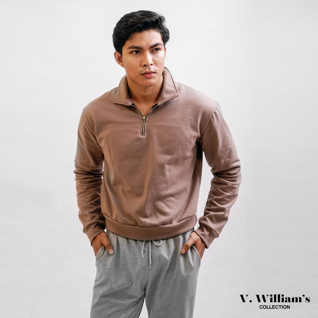 V. William's Premium Halfzip Sweater 350 Gsm Cotton Terry Brush