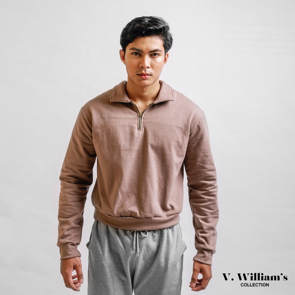 V. William's Premium Halfzip Sweater 350 Gsm Cotton Terry Brush