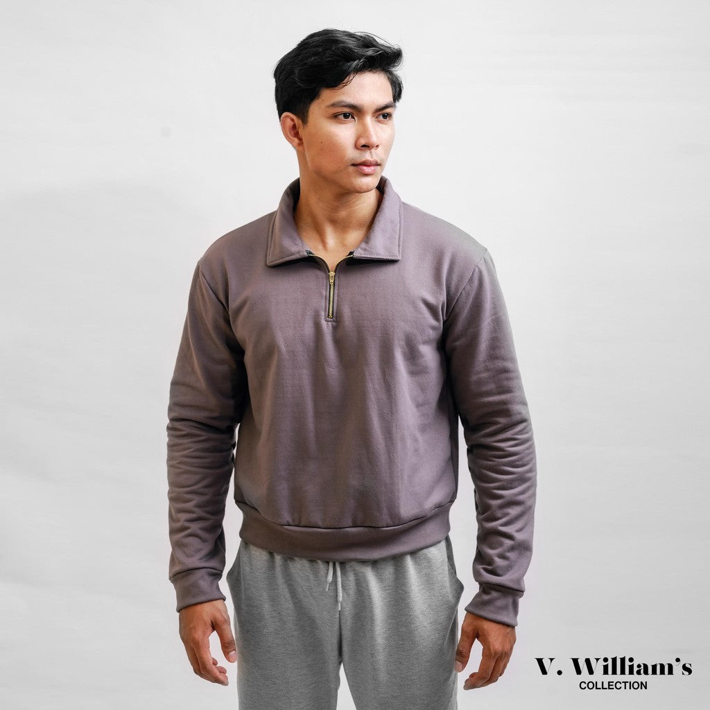 V. William's Premium Halfzip Sweater 350 Gsm Cotton Terry Brush