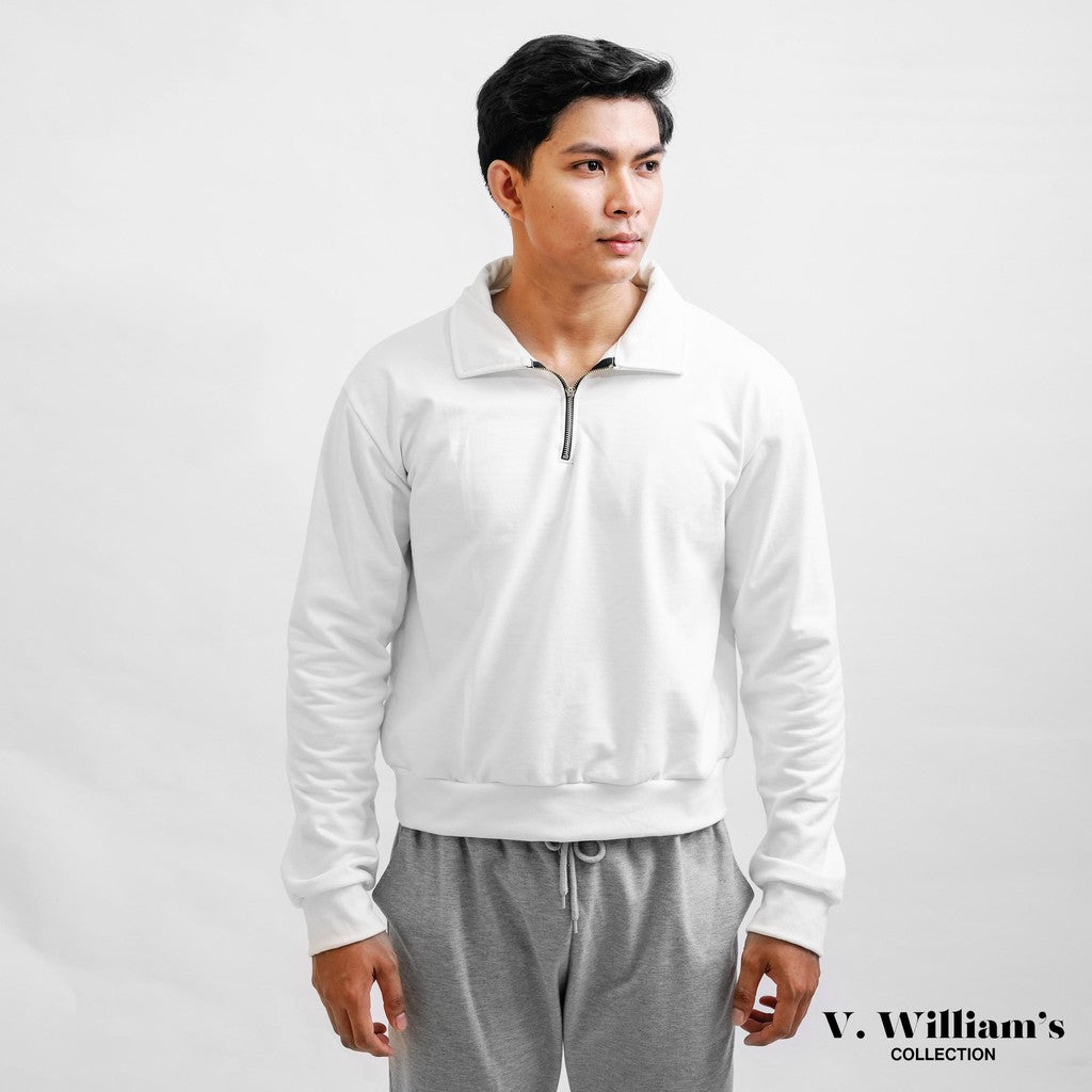 V. William's Premium Halfzip Sweater 350 Gsm Cotton Terry Brush