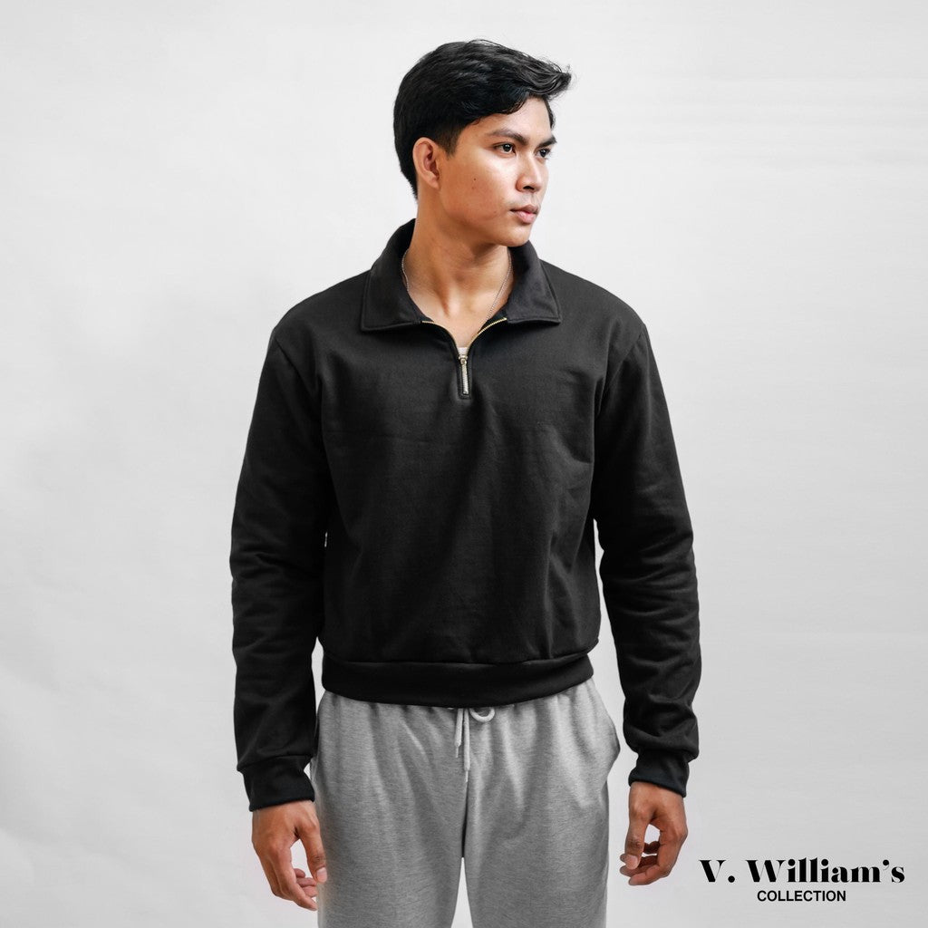 V. William's Premium Halfzip Sweater 350 Gsm Cotton Terry Brush